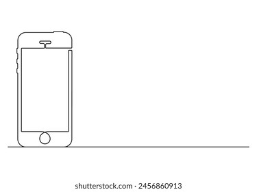 Handy in einer durchgehenden Strichzeichnung Vektorillustration. Pro-Vektorgrafik