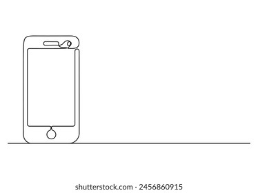 Cell phone in one continuous line drawing vector illustration. Pro vector