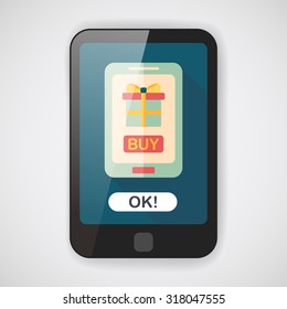 cell phone online shopping flat icon with long shadow,eps10