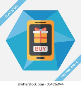cell phone online shopping flat icon with long shadow,eps10