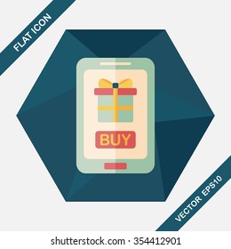 cell phone online shopping flat icon with long shadow,eps10