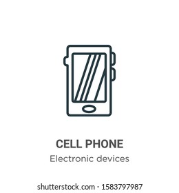 Cell phone outline vector icon. Thin line black cell phone icon, flat vector simple element illustration from editable electronic devices concept isolated on white background