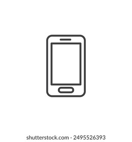 Cell phone outlined icon isolated on white background