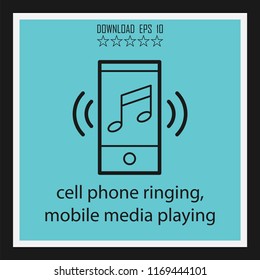 cell phone ringing, mobile media playing vector icon