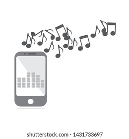 The cell phone is ringing and there are music notes. Vector