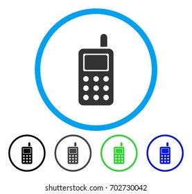 Cell Phone rounded icon. Vector illustration style is a flat iconic symbol inside a circle, black, gray, blue, green versions. Designed for web and software interfaces.