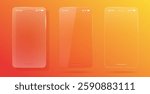Cell phone screen frame protection glass transparent set for mobile app modern interface graphic illustration design, ui ux cellphone smartphone display mockup blank modern shape post text copy space
