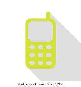 Cell Phone sign. Pear icon with flat style shadow path.