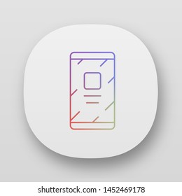 Cell phone, smartphone app icon. UI/UX user interface. Web or mobile application. Modern telephone vector isolated illustration. Electronic device, trendy gadget. Communication technology