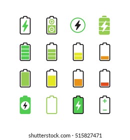 Cell Phone, Smartphone Electric Charge, Battery Energy Vector Icons