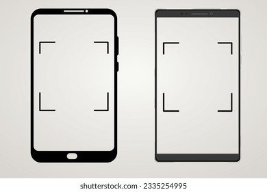 Cell phone, smartphone screen frame front view modern gadget mock up template isolated on white background. Device to display applications