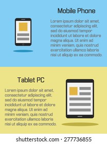 Cell phone and  tablet icons. Responsive design for web. Flat Style Modern Design. Vector Illustration