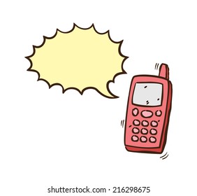 cell phone with talking bubble cartoon