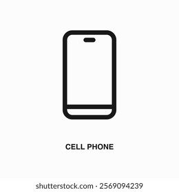 Cell Phone thin line icon or logo. Symbol or sign on business or finance ui theme. Vector line illustration.