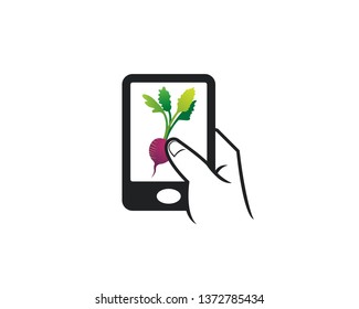 cell phone touch apps icon for organic food vegetables beet fruits  company
