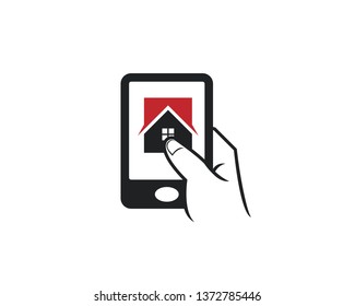 cell phone touch apps icon for house real estate home architecture mortgate company