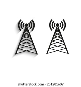 Cell Phone Tower - black vector icons
