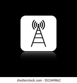 Cell Phone Tower - black vector icon on the white button