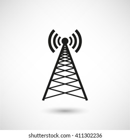 Cell Phone Tower - black vector  icon with shadow