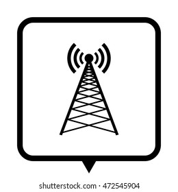 Cell Phone Tower - black vector icon ; message bubble