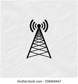 Cell Phone Tower  - black vector icon
