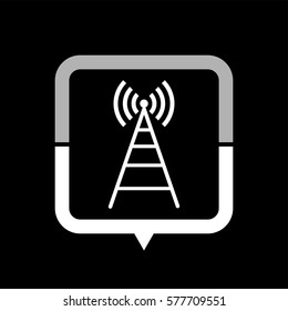 Cell Phone Tower  - black vector icon