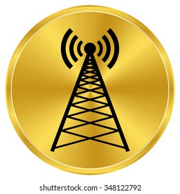 Cell Phone Tower - gold vector icon