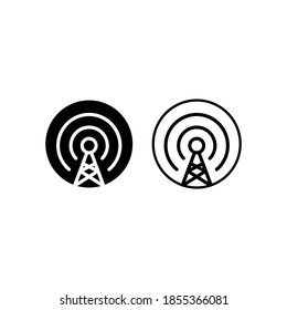 Cell phone tower icon. Antenna icon vector. Wireless Icon. Mobile connection line. Signal sign. Broadcast, transmitter antenna icon.