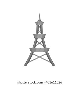 Cell phone tower icon in black monochrome style isolated on white background. Connection symbol vector illustration