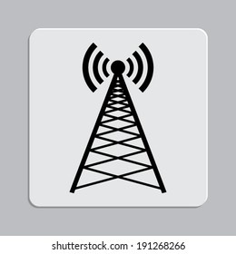 Cell Phone Tower Icon On A Grey Flat Button