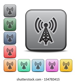 Cell Phone Tower Icon Square Icon in Various Colors