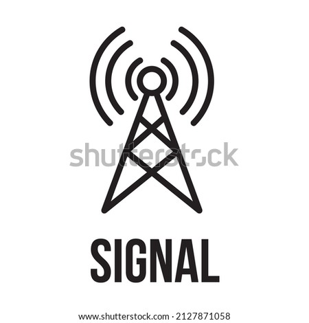 Cell Phone Tower, Radio tower icon. Linear style. Transmitter Icon. Cell phone tower vector icon. Wireless cellular, cell signal or radio network antenna line art icon for apps and websites