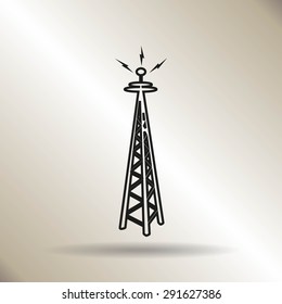 Cell Phone Tower - Vector Icon On A Grey Button