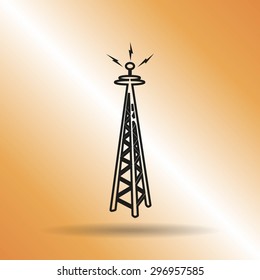 Cell Phone Tower - vector icon on a grey button
