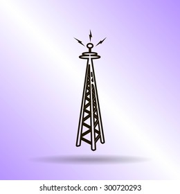 Cell Phone Tower - vector icon on a grey button