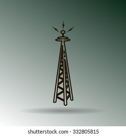 Cell Phone Tower - vector icon on a grey button