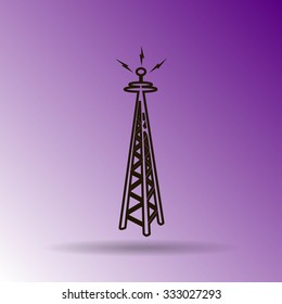 Cell Phone Tower - vector icon on a grey button