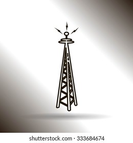 Cell Phone Tower - vector icon on a grey button