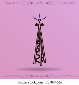 Cell Phone Tower - vector icon on a grey button