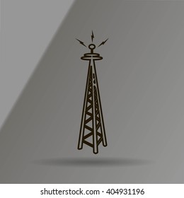 Cell Phone Tower - vector icon on a grey button