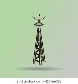 Cell Phone Tower - vector icon on a grey button