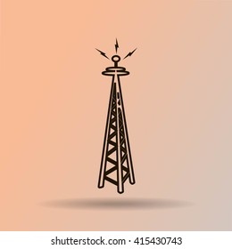 Cell Phone Tower - vector icon on a grey button