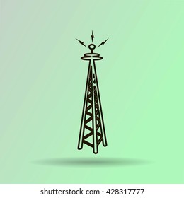 Cell Phone Tower - vector icon on a grey button