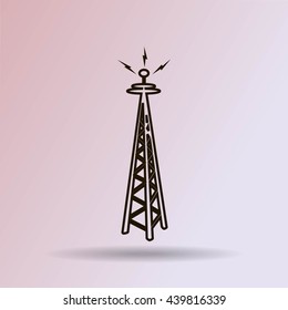 Cell Phone Tower - vector icon on a grey button