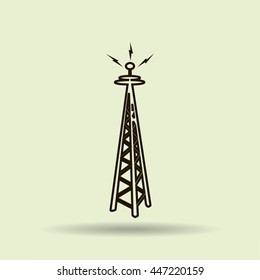 Cell Phone Tower - vector icon on a grey button