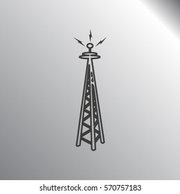 Cell Phone Tower - vector icon on a grey button