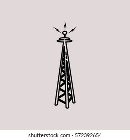 Cell Phone Tower - vector icon on a grey button