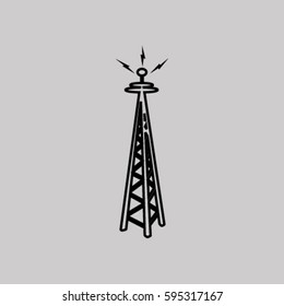 Cell Phone Tower - vector icon on a grey button