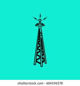 Cell Phone Tower - vector icon on a grey button
