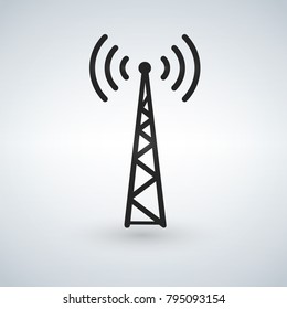 Cell Phone Tower, WIFI Antena black vector icon